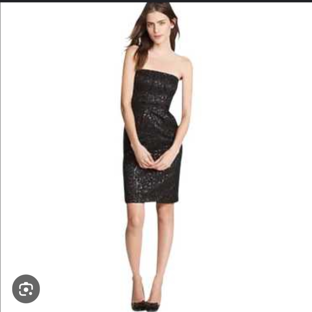 JCrew Strapless Black Lace Mini Dress SZ 8